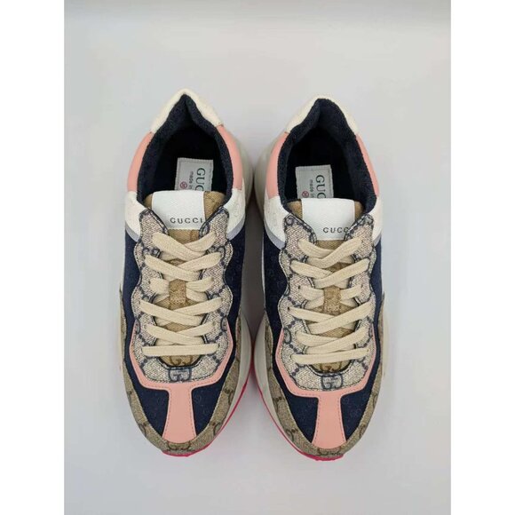 Gucci Women’s GG Rhyton Canvas Leather Low Top Sneakers Multicolor EU36.5 620185 - Picture 2 of 12